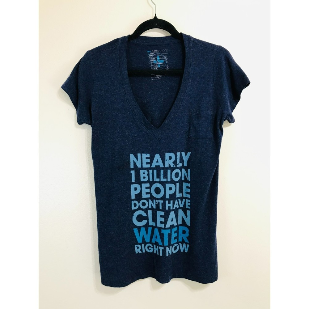 Blu Democracy Women's V Neck Water Conscious Tee, Size L